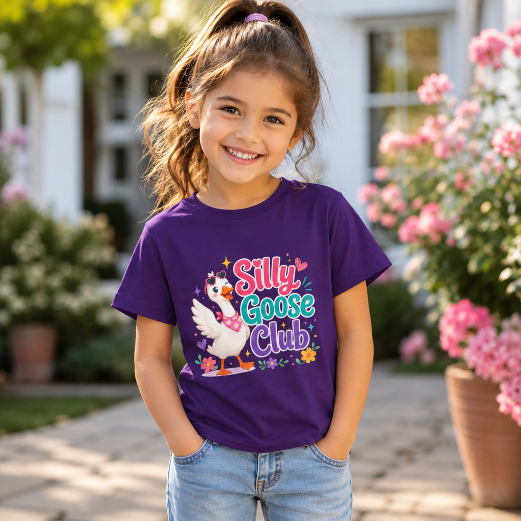 Kids T-Shirt — "Silly Goose Club" Cute Cartoon Goose Tee for Toddlers & Preschoolers