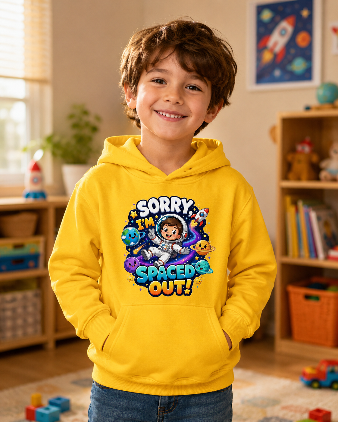 Sorry I’m Spaced Out Kids Hoodie — Cute Space Astronaut Sweatshirt for Children