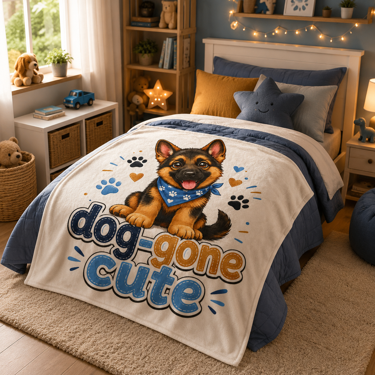 Dog-Gone Cute Puppy Blanket — Adorable German Shepherd Throw for Dog Lovers