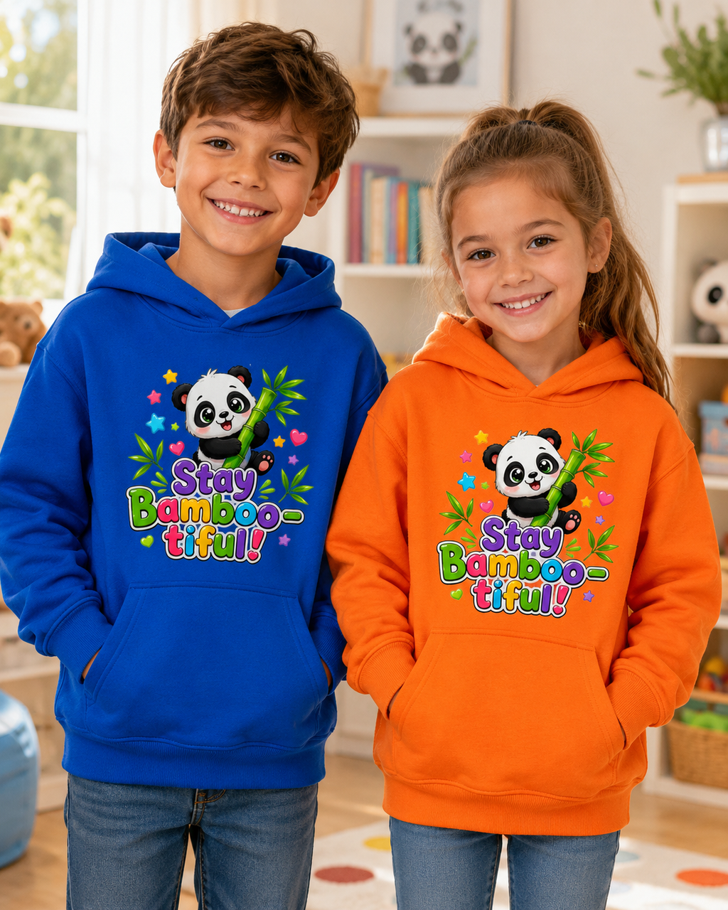 Kids Hoodie — "Stay Bambootiful" Cute Panda Bamboo Graphic