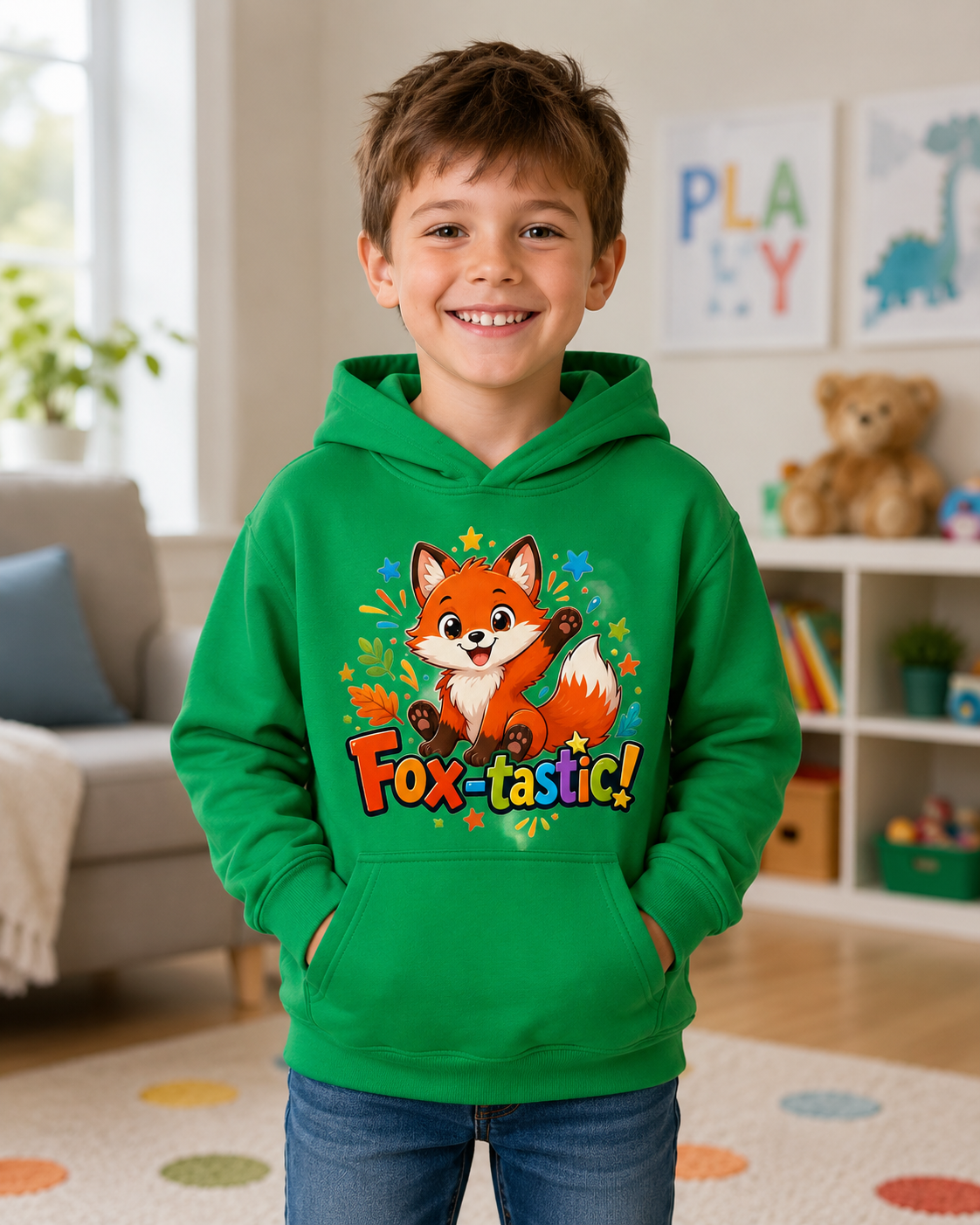 Fox-tastic Kids Hoodie — Cute Cartoon Fox Pullover for Children