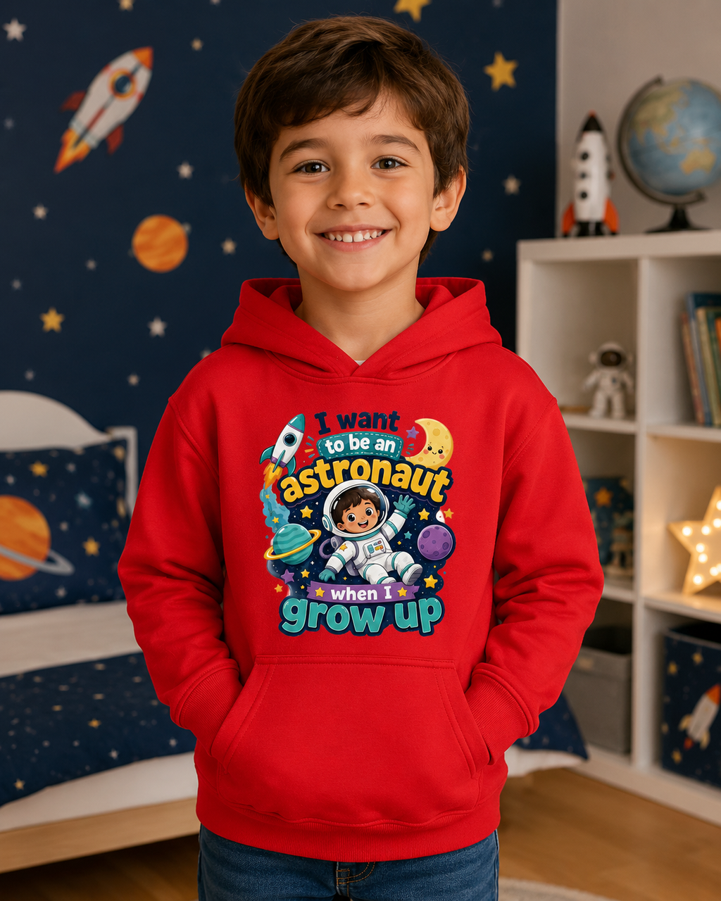 I Want to Be an Astronaut Kids Hoodie — Space Dreamer Graphic Hoodie for Boys & Girls