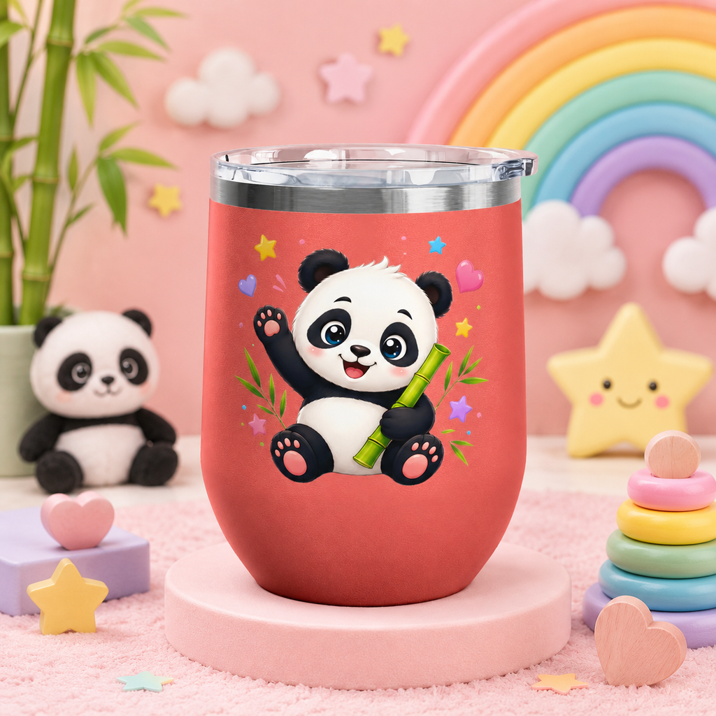 Panda Love 12oz Tumbler — Cute Bamboo Baby Panda Insulated Cup