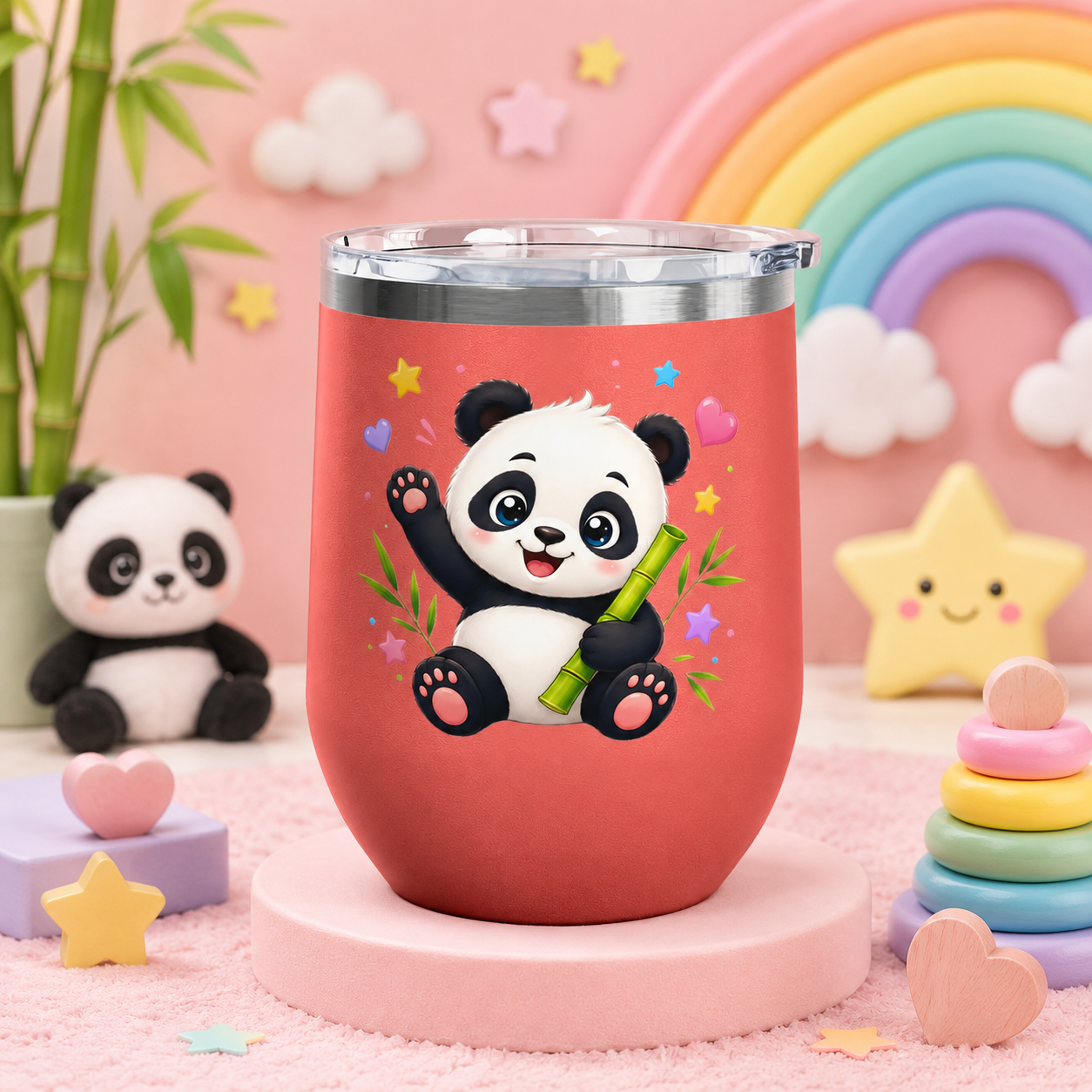 Panda Love 12oz Tumbler — Cute Bamboo Baby Panda Insulated Cup