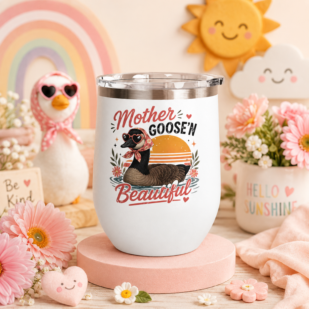 "Mother Goose'n Beautiful" Floral Canada Goose Tumbler, 12oz