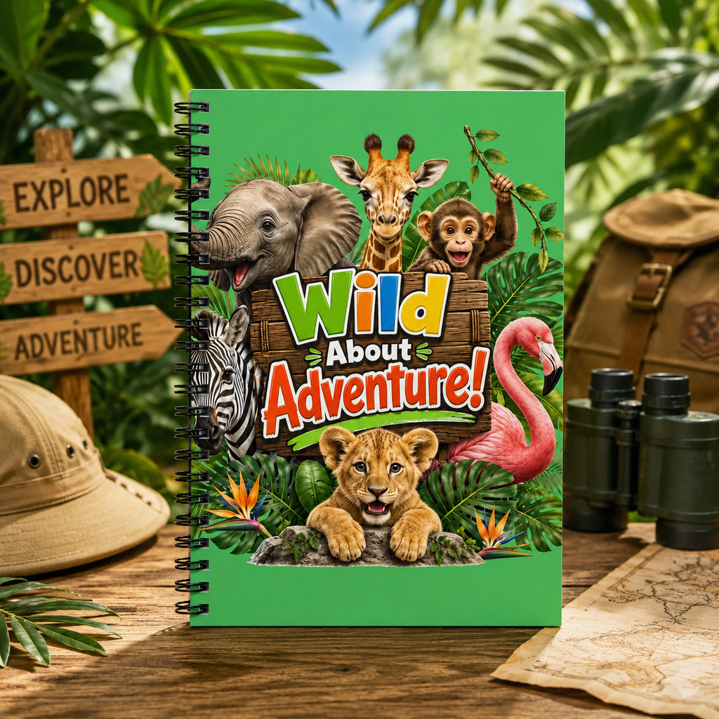 Wild About Adventure! Spiral Notebook — Kids Jungle Animal Ruled Journal