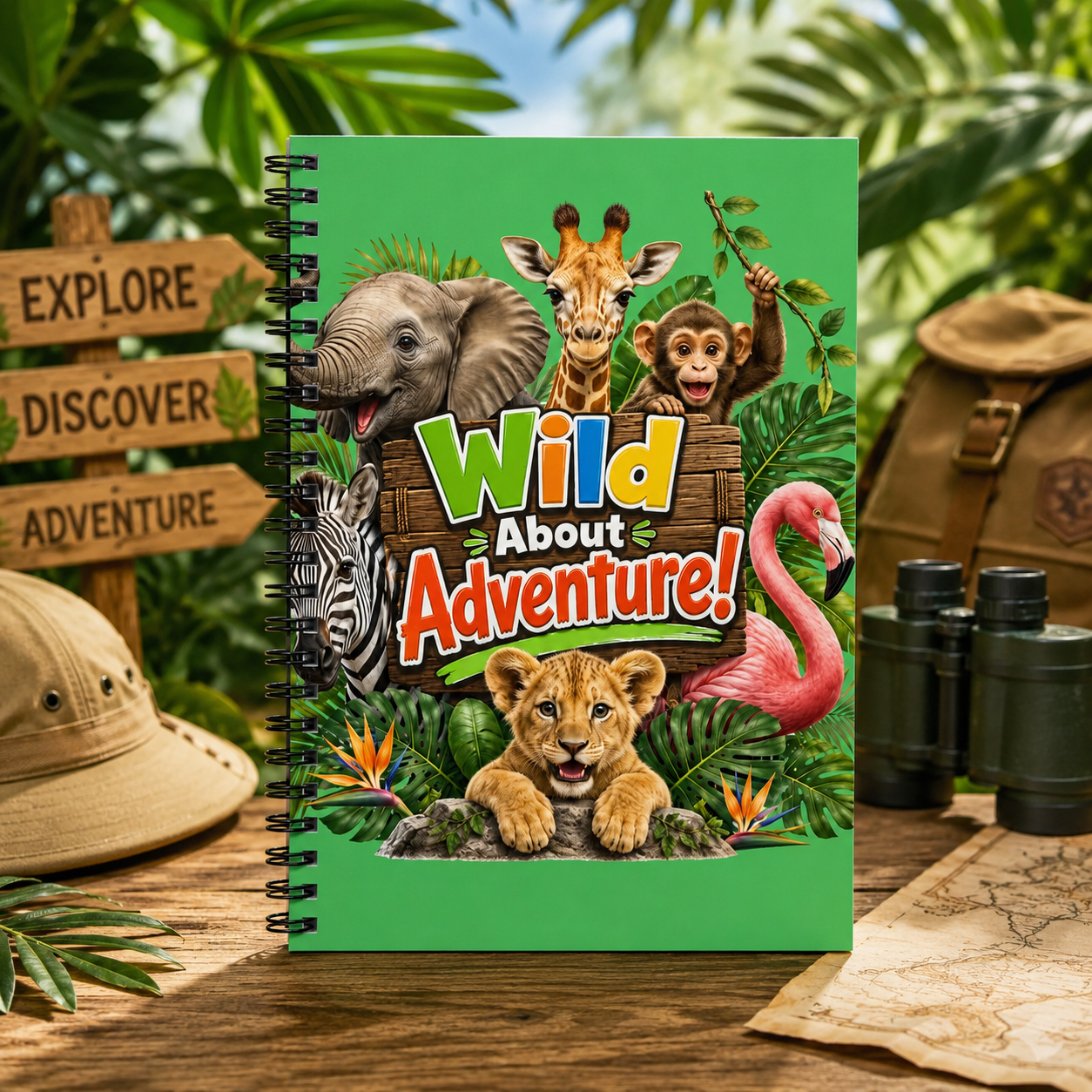 Wild About Adventure! Spiral Notebook — Kids Jungle Animal Ruled Journal
