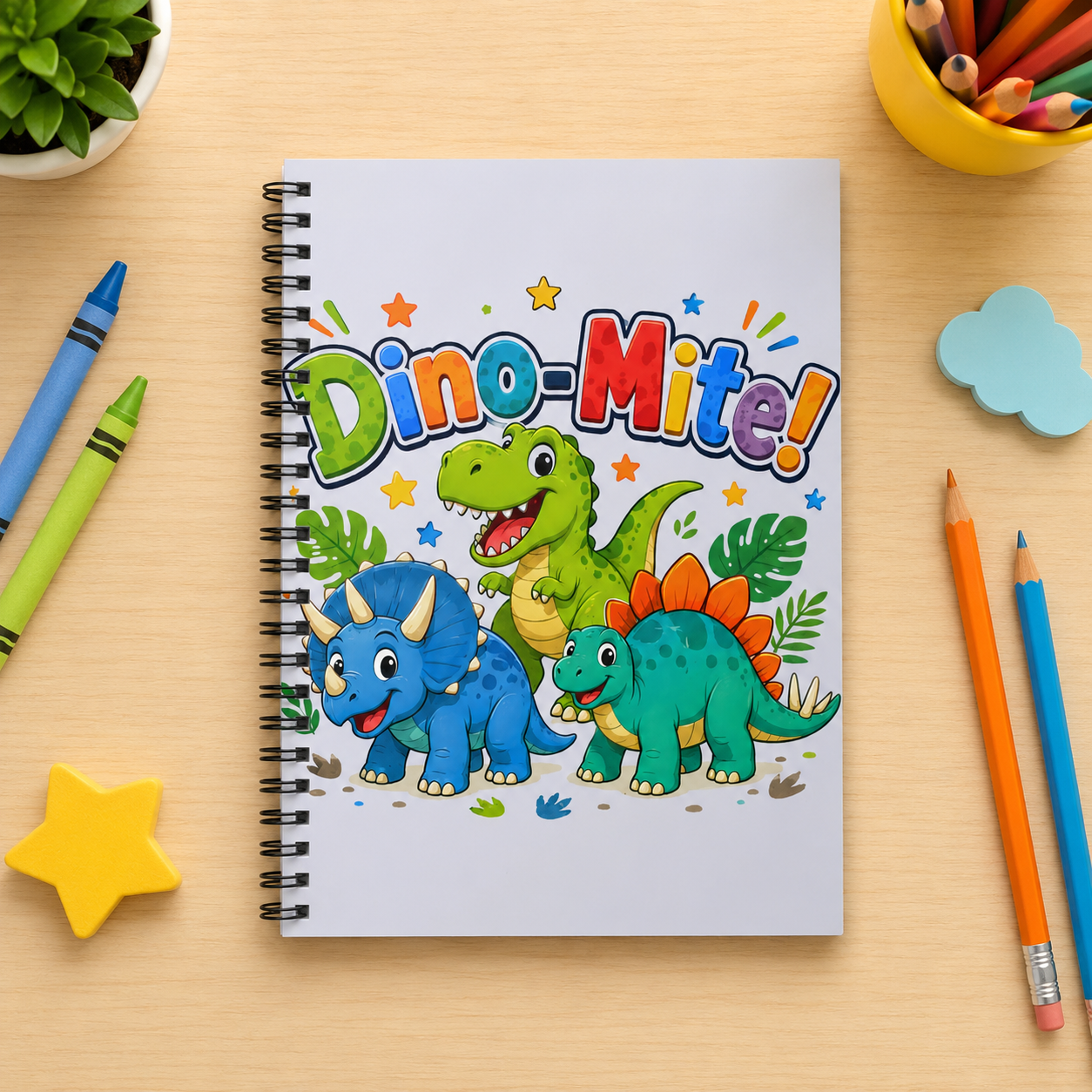 Dino-Mite! Kids Spiral Notebook — Cute Dinosaur Ruled Journal for School & Notes
