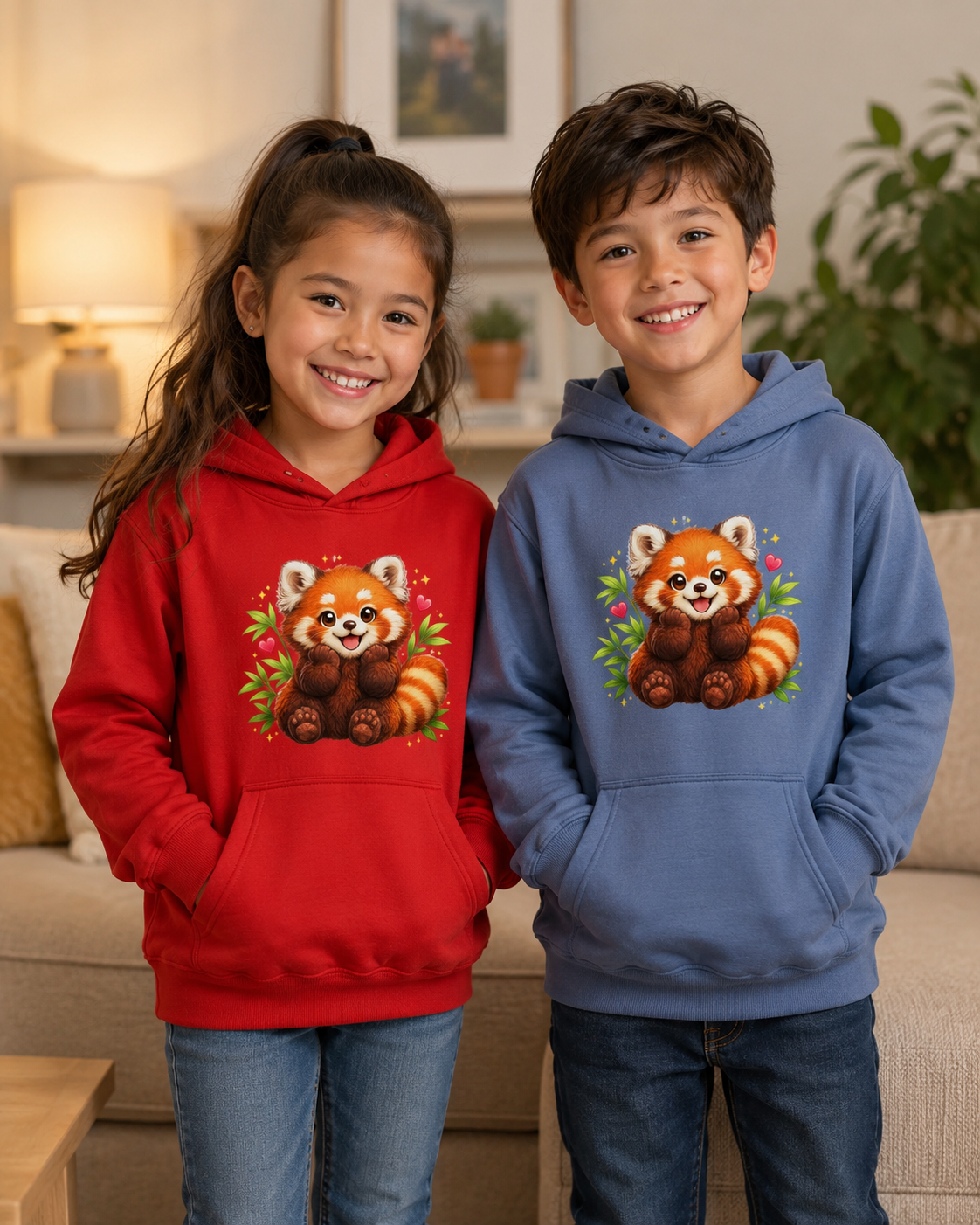Kids Hoodie — Cute Smiling Red Panda Graphic Hoodie for Children