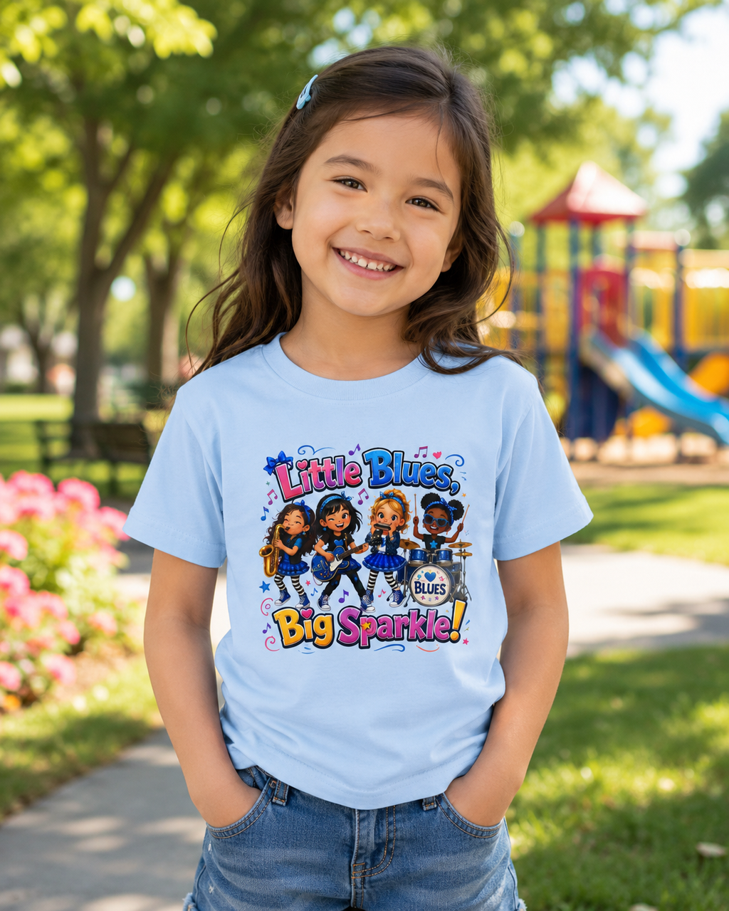 Kids Tee — "Little Blues Big Sparkle" Band Graphic