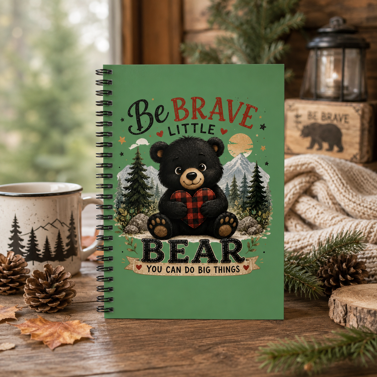 Be Brave Little Bear Spiral Notebook — Cute Inspirational Ruled Journal for Kids