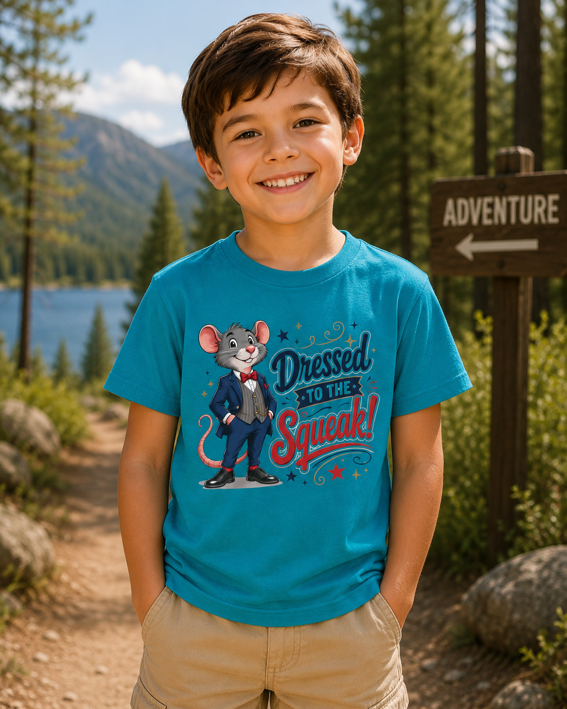 Kids Tee — "Dressed to the Squeak" Cartoon Mouse Graphic