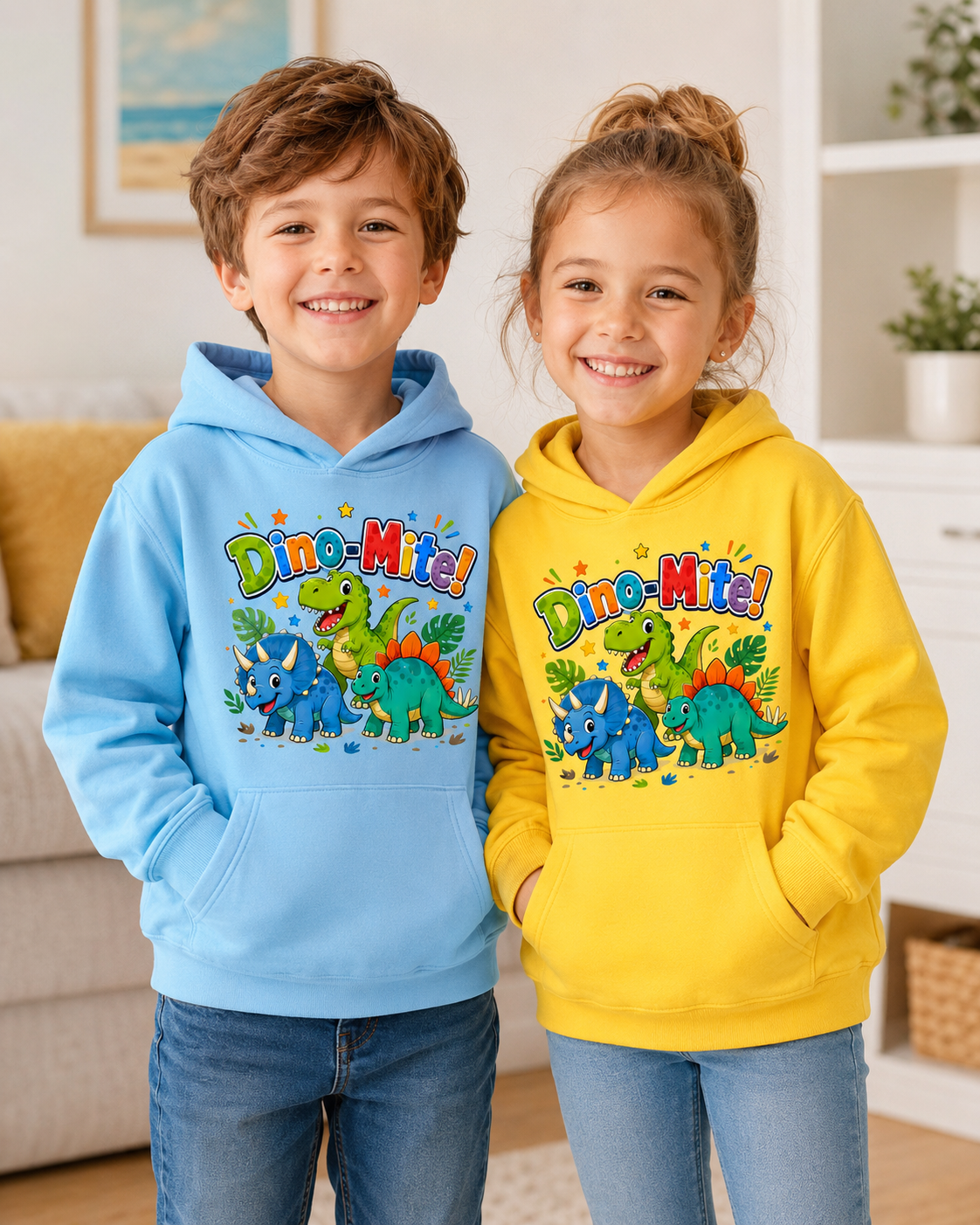 Dino-Mite! Kids Hoodie — Cute Colorful Dinosaur Pullover for Toddlers & Kids