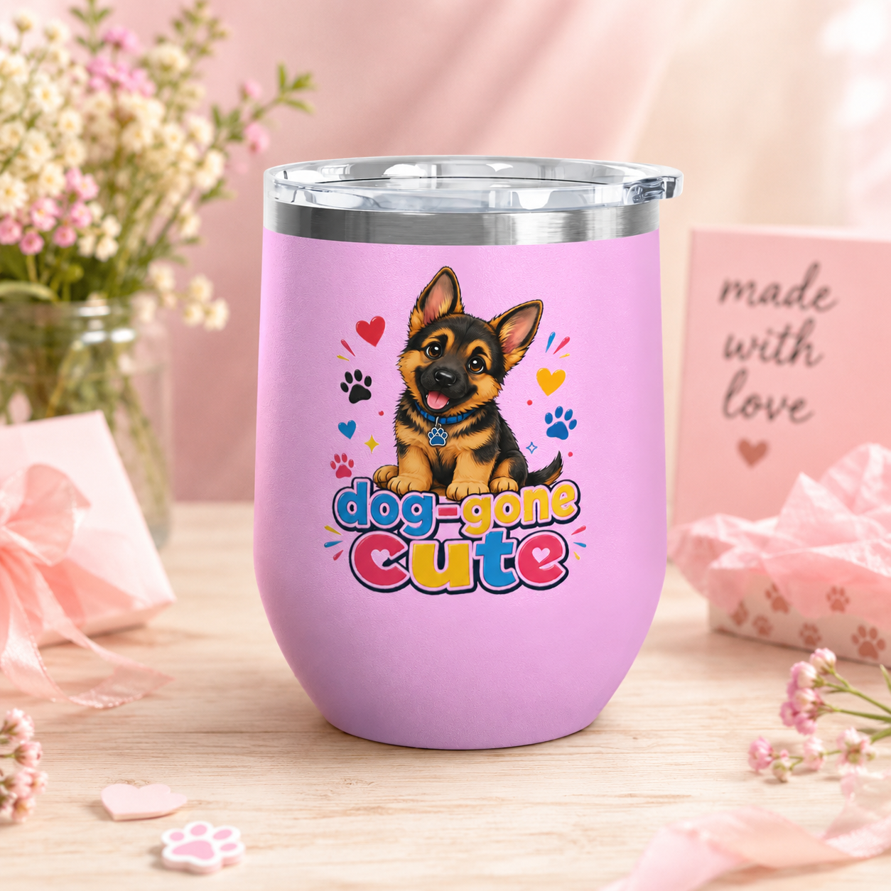 "Dog-Gone Cute" German Shepherd 12oz Insulated Cup