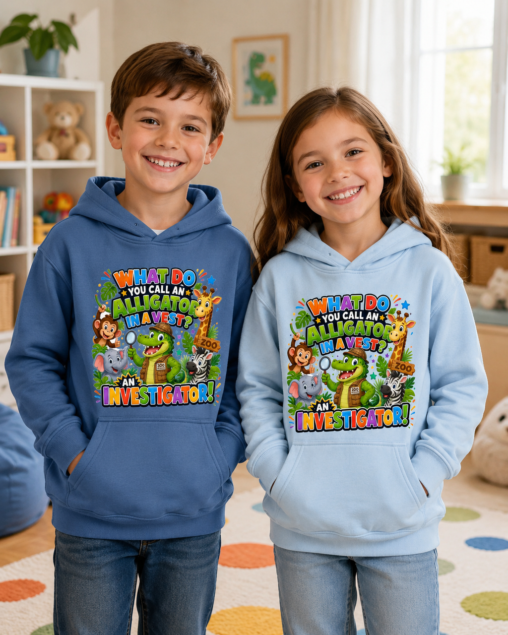 Alligator Investigator Kids Hoodie | Cute Zoo Animal Detective Design