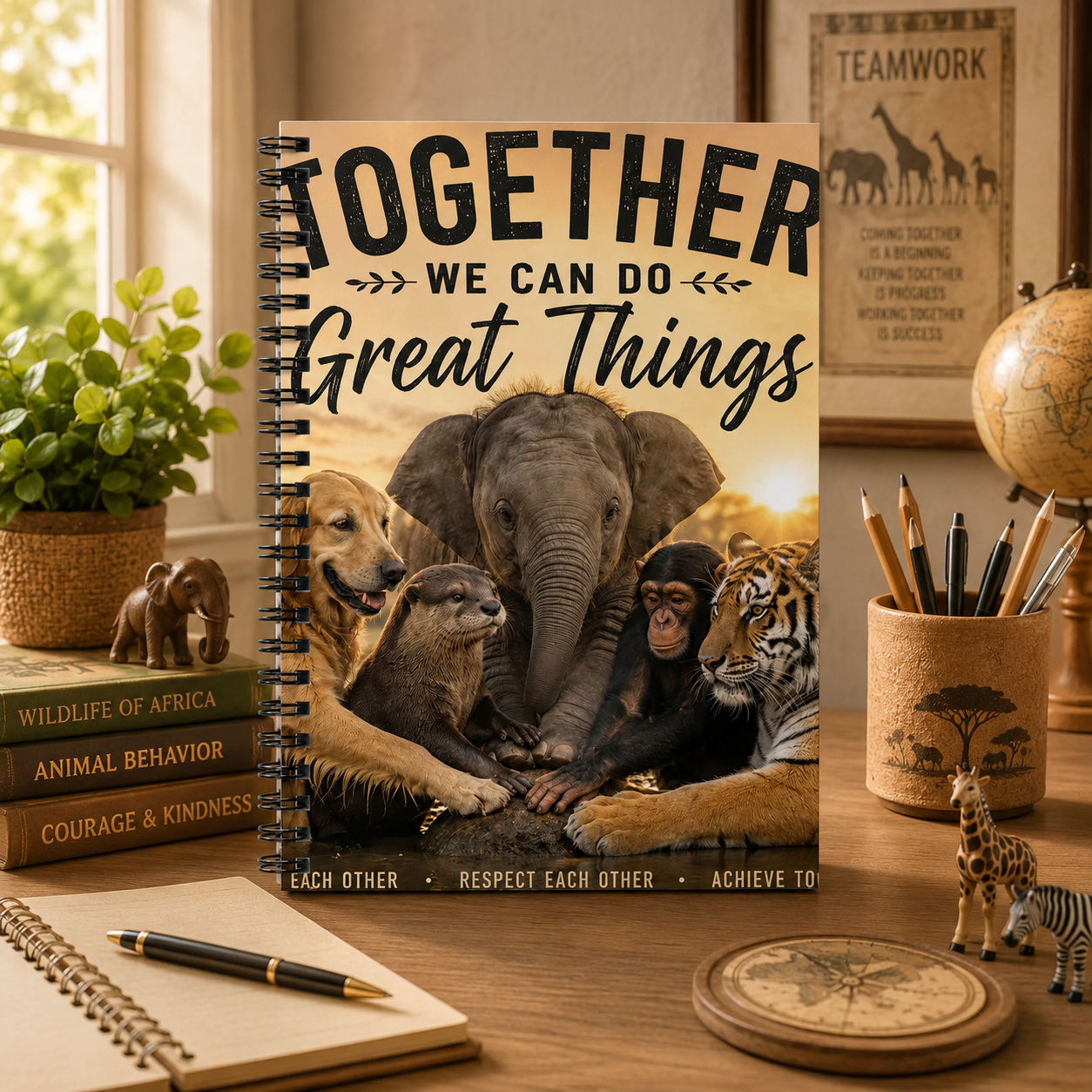 Together We Can Do Great Things Spiral Notebook — Animal Unity Ruled Journal