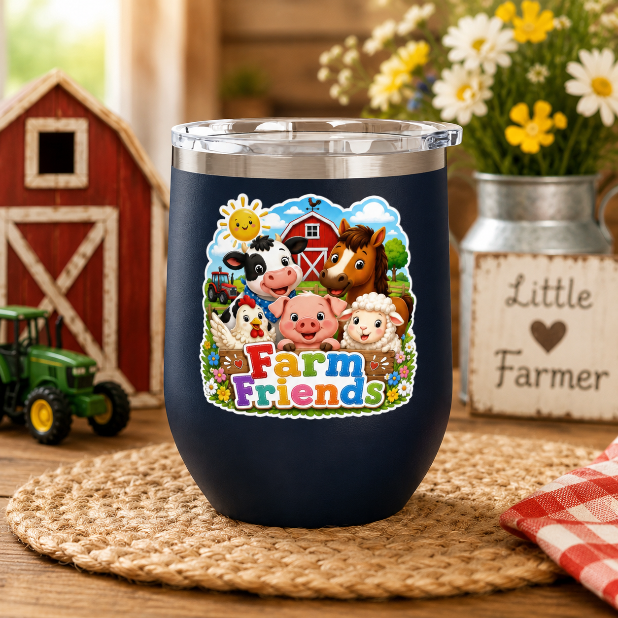 Farm Friends 12oz Tumbler — Cute Barnyard Animal Insulated Cup