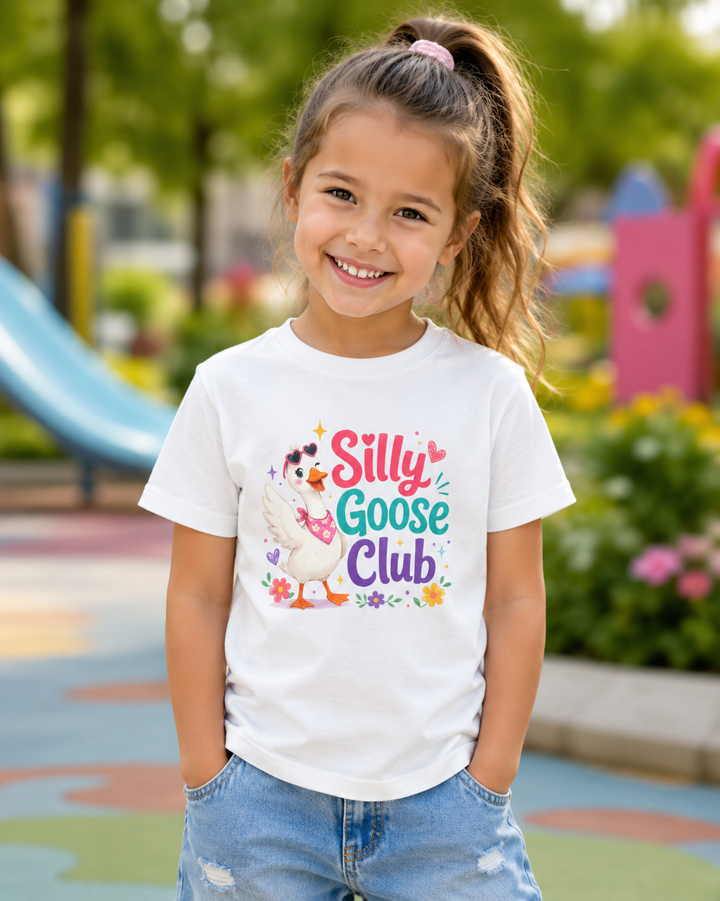 Kids T-Shirt — "Silly Goose Club" Cute Cartoon Goose Tee for Toddlers & Preschoolers