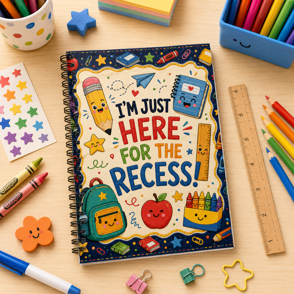 I'm Just Here for the Recess Spiral Notebook | Cute School Supplies Design