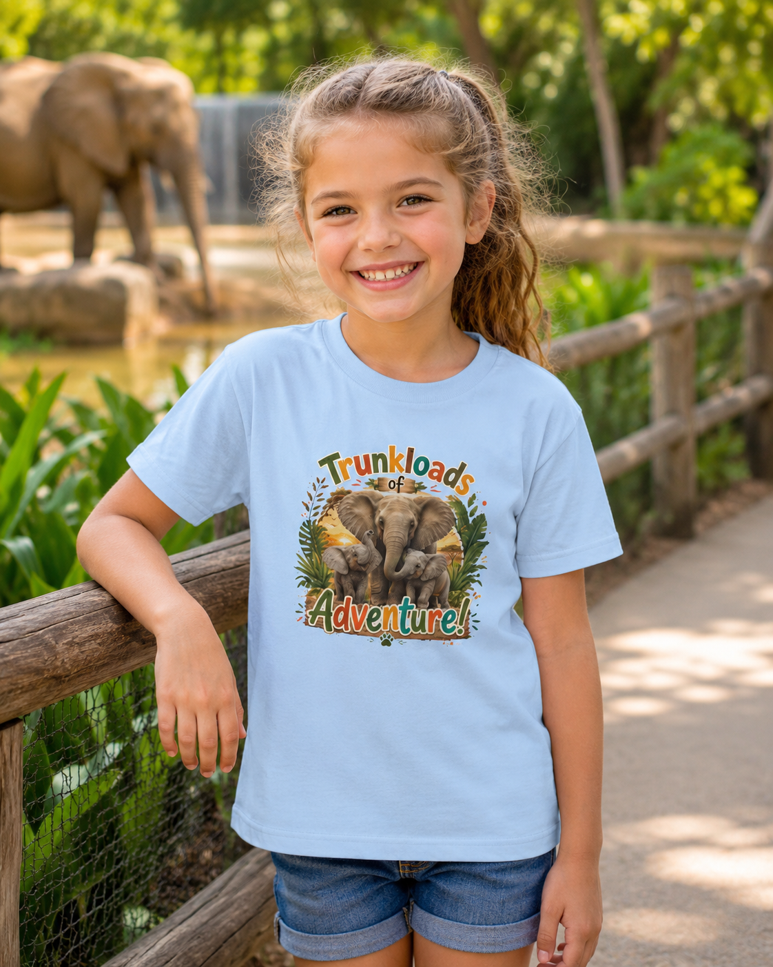Kids Tee - "Trunkloads of Adventure" Elephant Graphic