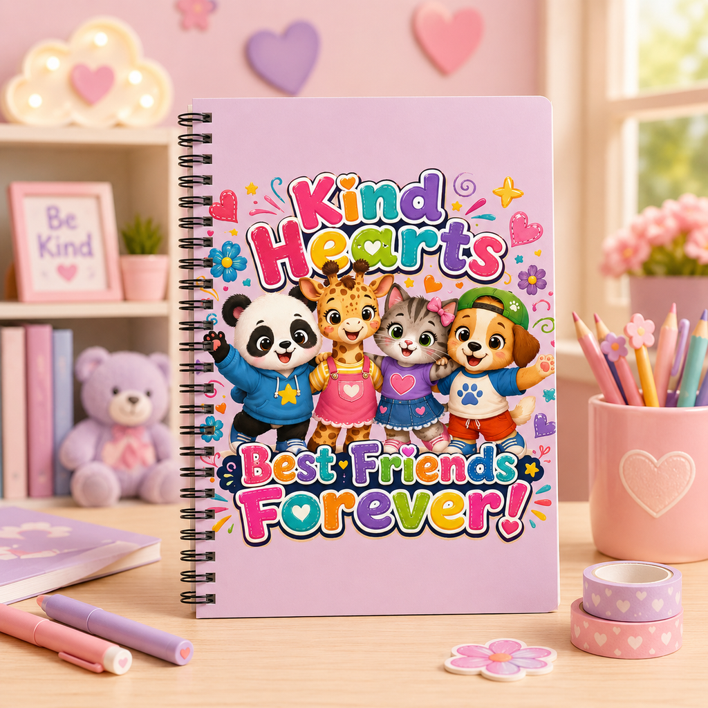 Kind Hearts Best Friends Forever! Spiral Notebook — Cute Kids Journal (Ruled)