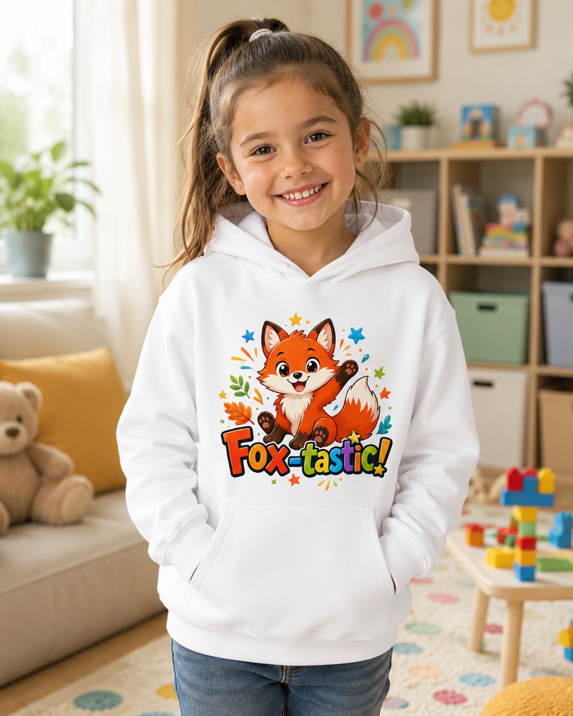 Fox-tastic Kids Hoodie — Cute Cartoon Fox Pullover for Children