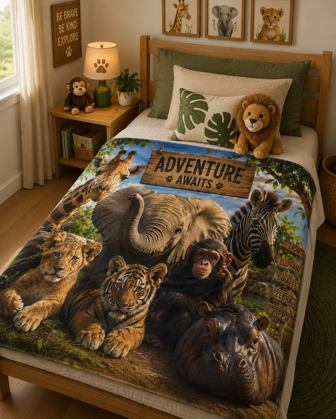 Adventure Awaits Animal Safari Blanket