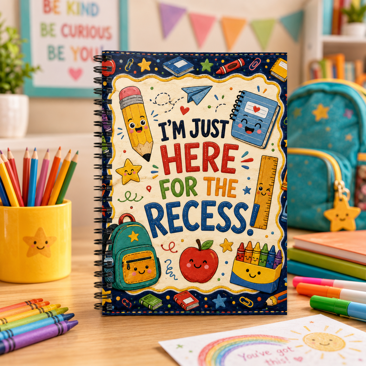I'm Just Here for the Recess Spiral Notebook | Cute School Supplies Design