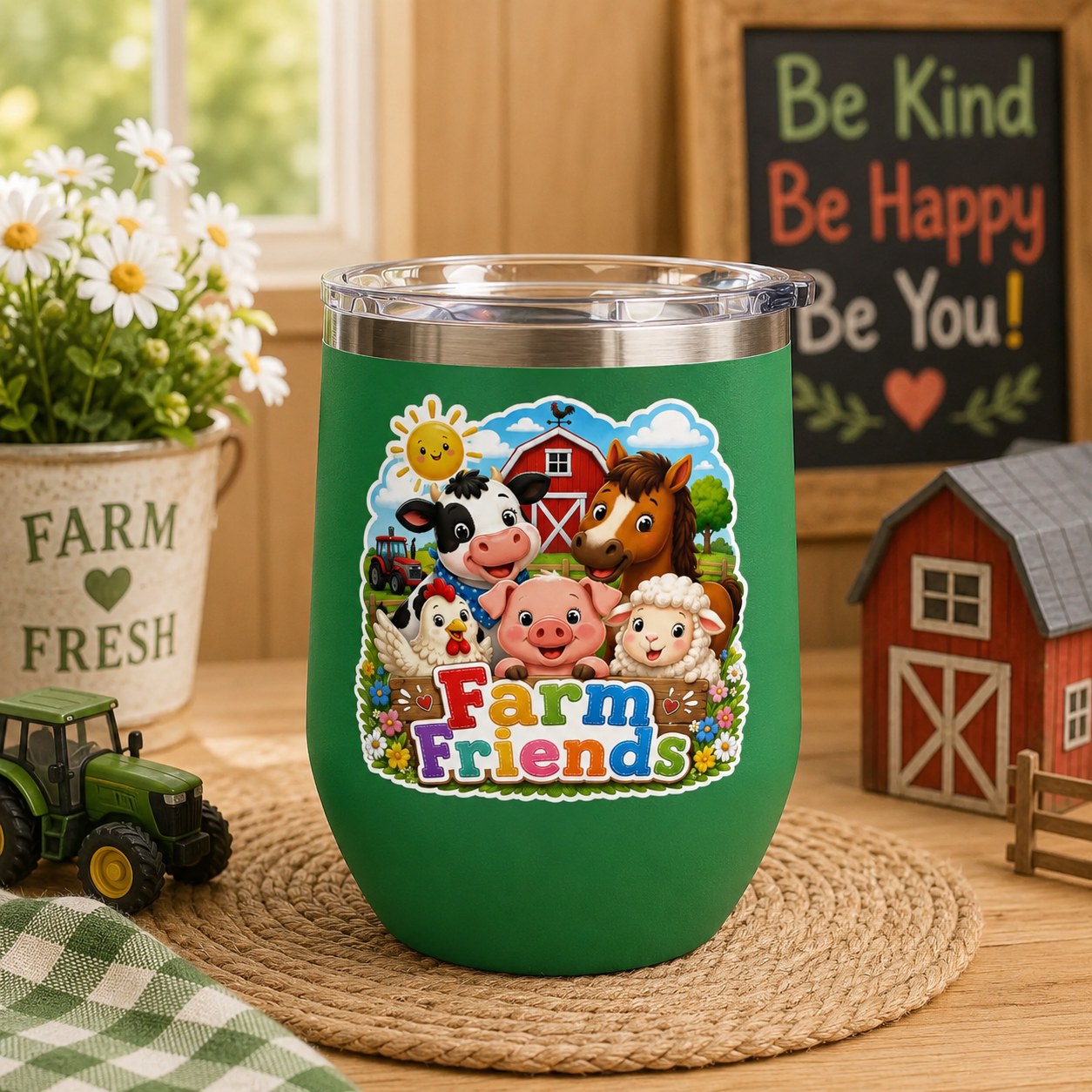 Farm Friends 12oz Tumbler — Cute Barnyard Animal Insulated Cup