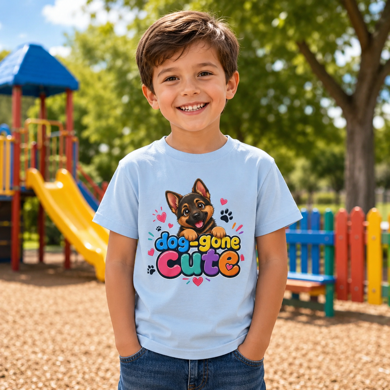 Kids T-Shirt — "Dog-Gone Cute" German Shepherd Puppy Tee