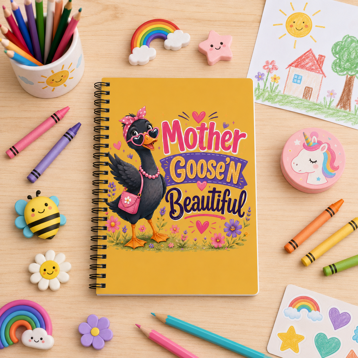 Mother Goose'n Beautiful Spiral Notebook — Cute Floral Mom Journal