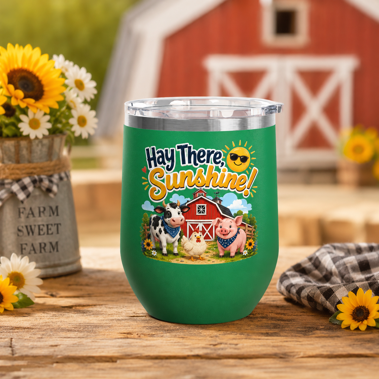 "Hay There, Sunshine!" Farm Animal 12oz Insulated Cup