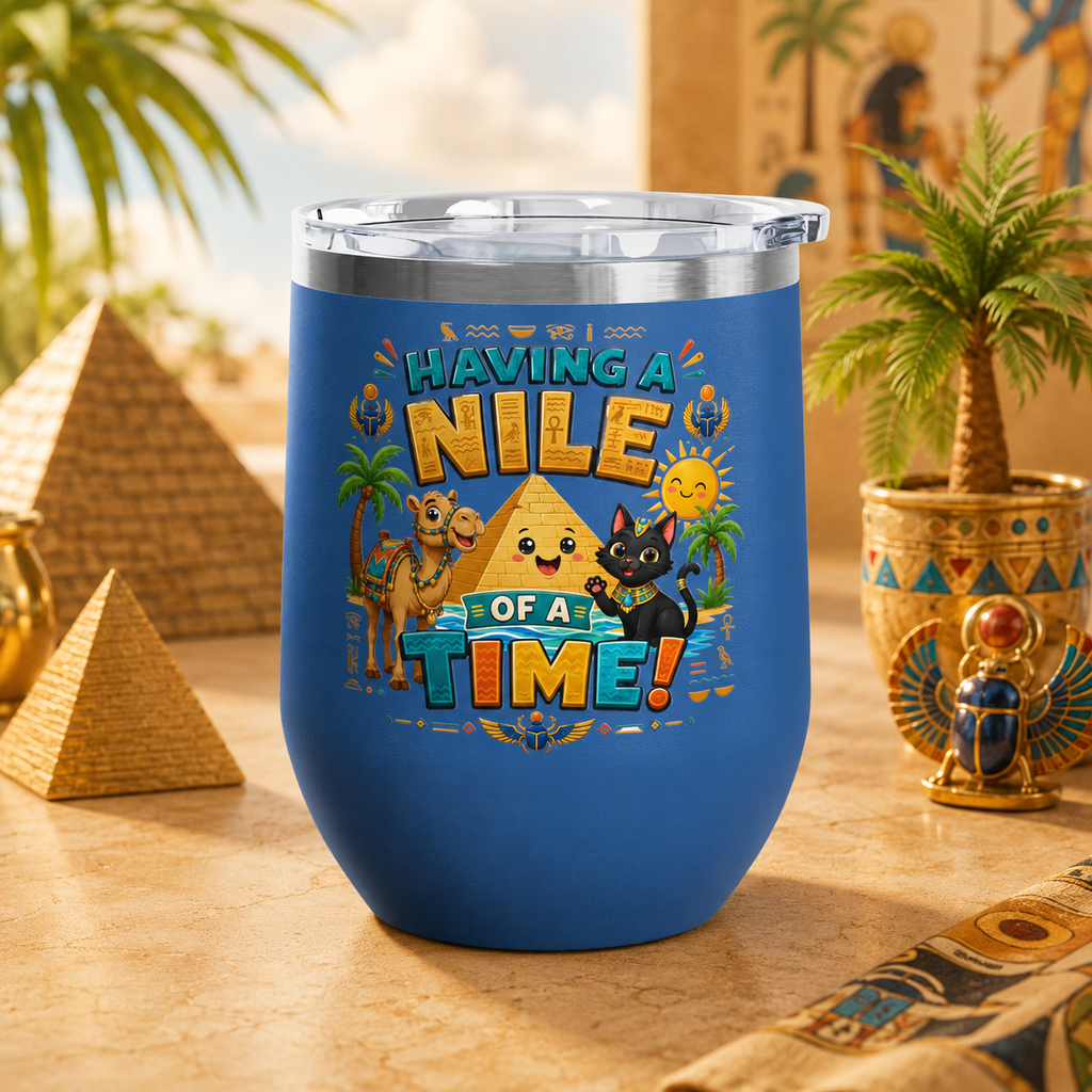 "Having a Nile of a Time" Cute Egyptian Pyramid Cat & Camel 12oz