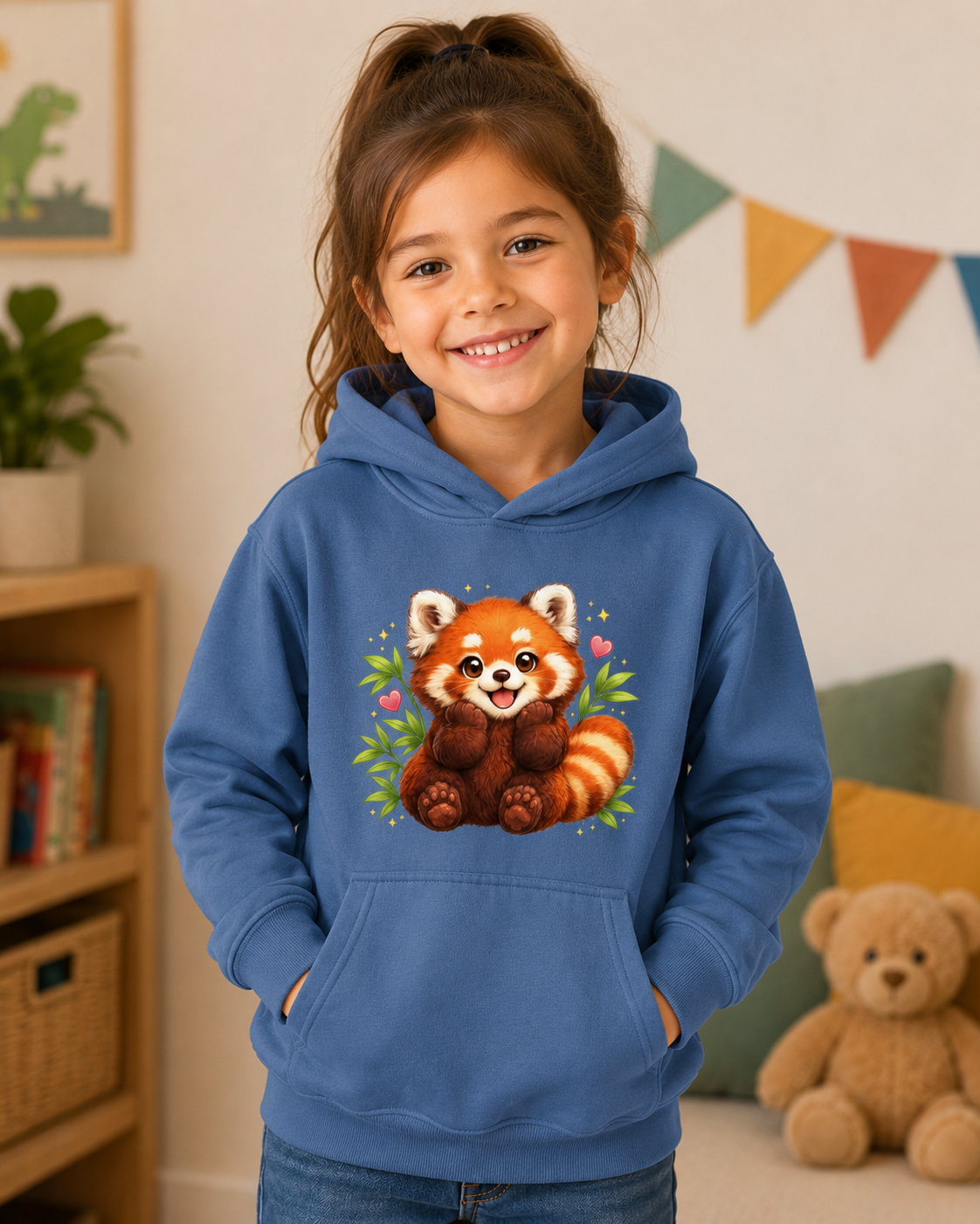 Kids Hoodie — Cute Smiling Red Panda Graphic Hoodie for Children