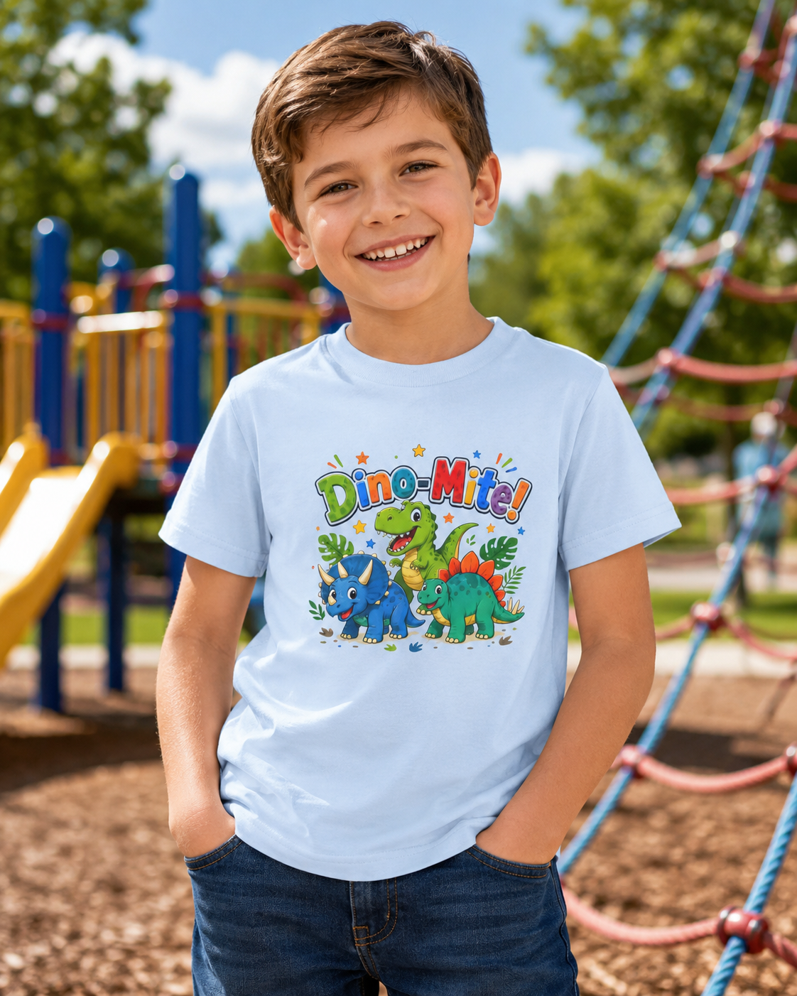 Kids T-Shirt - "Dino-Mite!" Colorful Dino Crew Tee for Toddlers & Kids