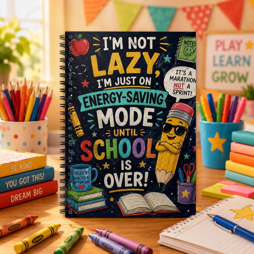 I'm Not Lazy I'm On Energy-Saving Mode Until School Is Over Notebook | Spiral Ruled