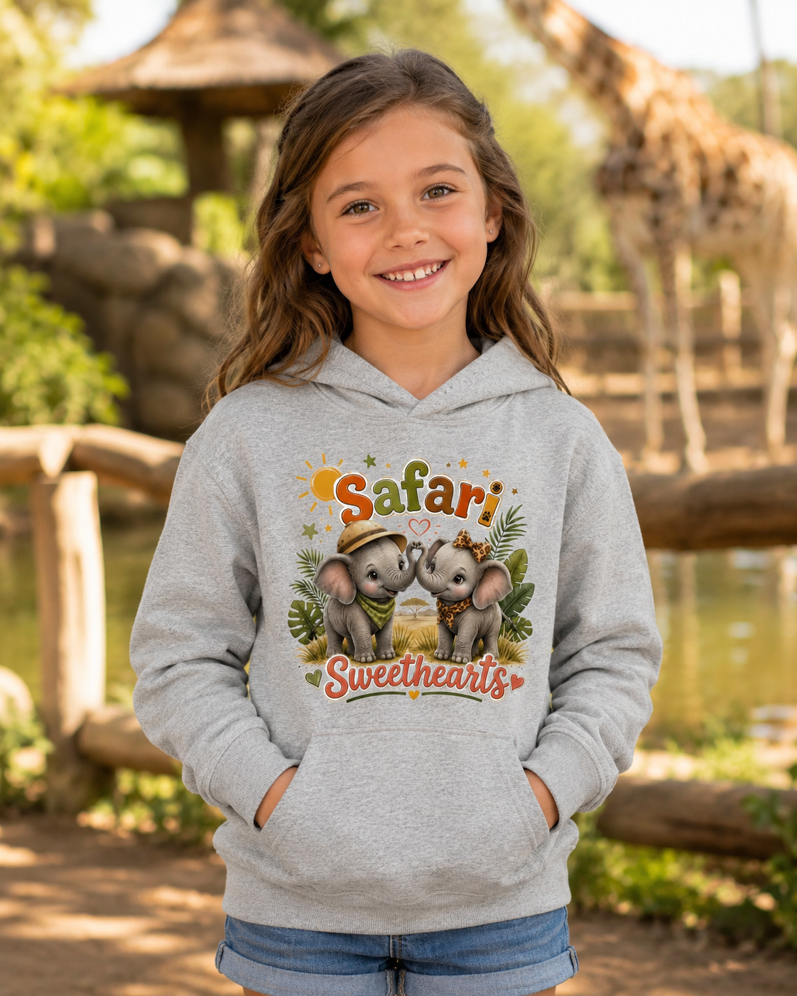 Safari Sweethearts Kids Hoodie – Cute Elephant Jungle Pullover for Toddlers & Kids