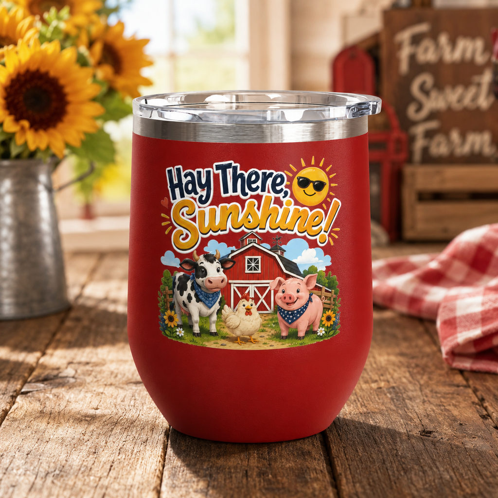 "Hay There, Sunshine!" Farm Animal 12oz Insulated Cup