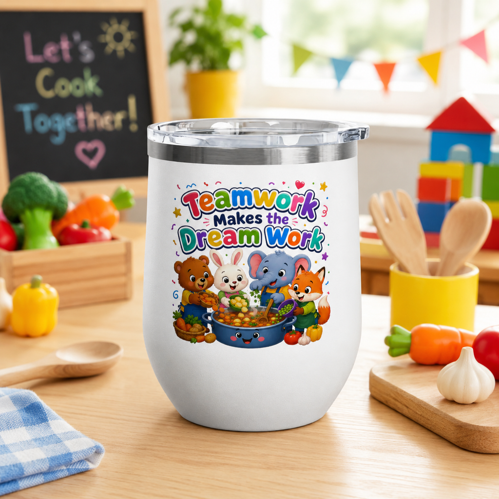 Teamwork Makes the Dream Work Tumbler — 12oz Kids' Cartoon Animal Travel Cup