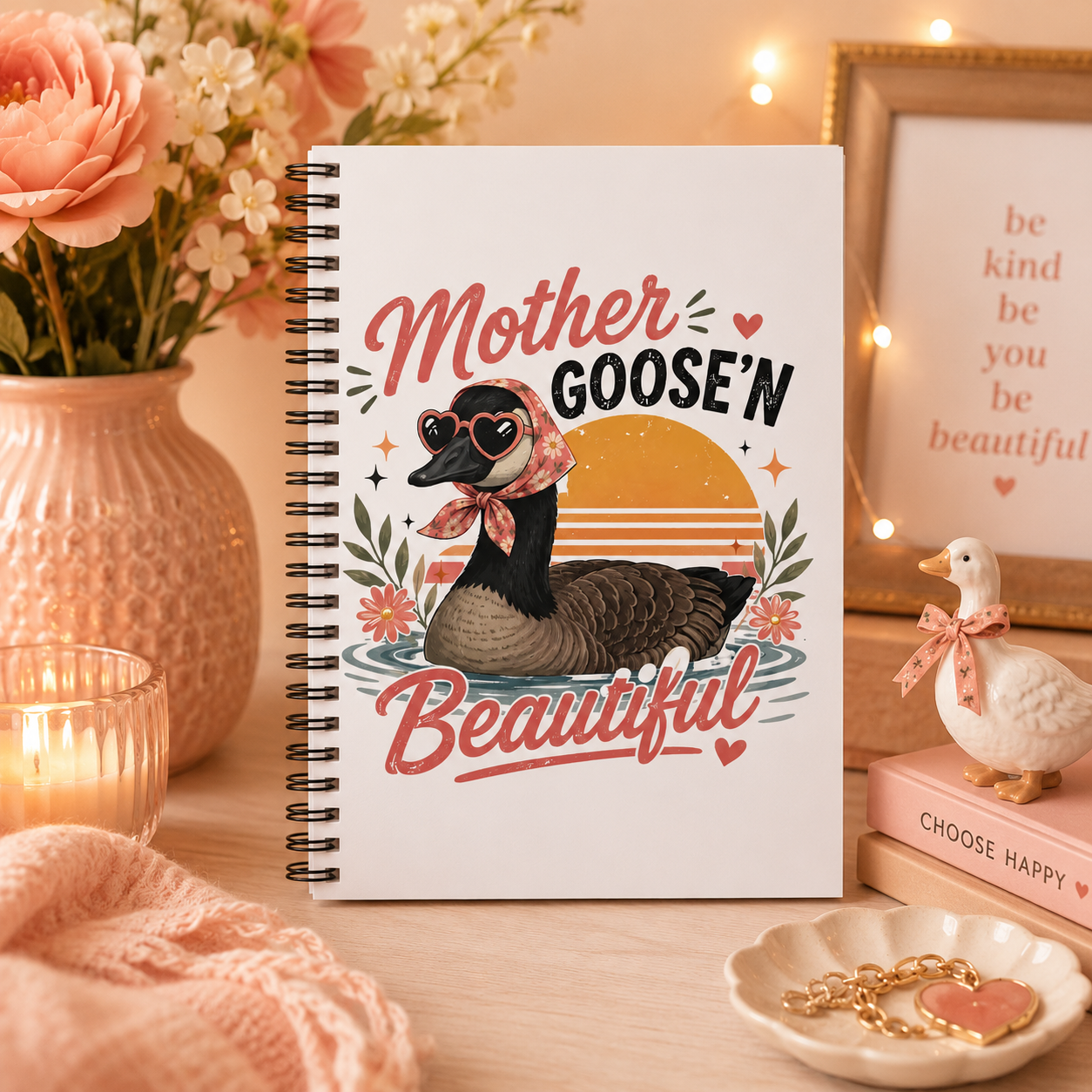 Spiral Notebook — "Mother Goose'n Beautiful" Retro Goose Journal