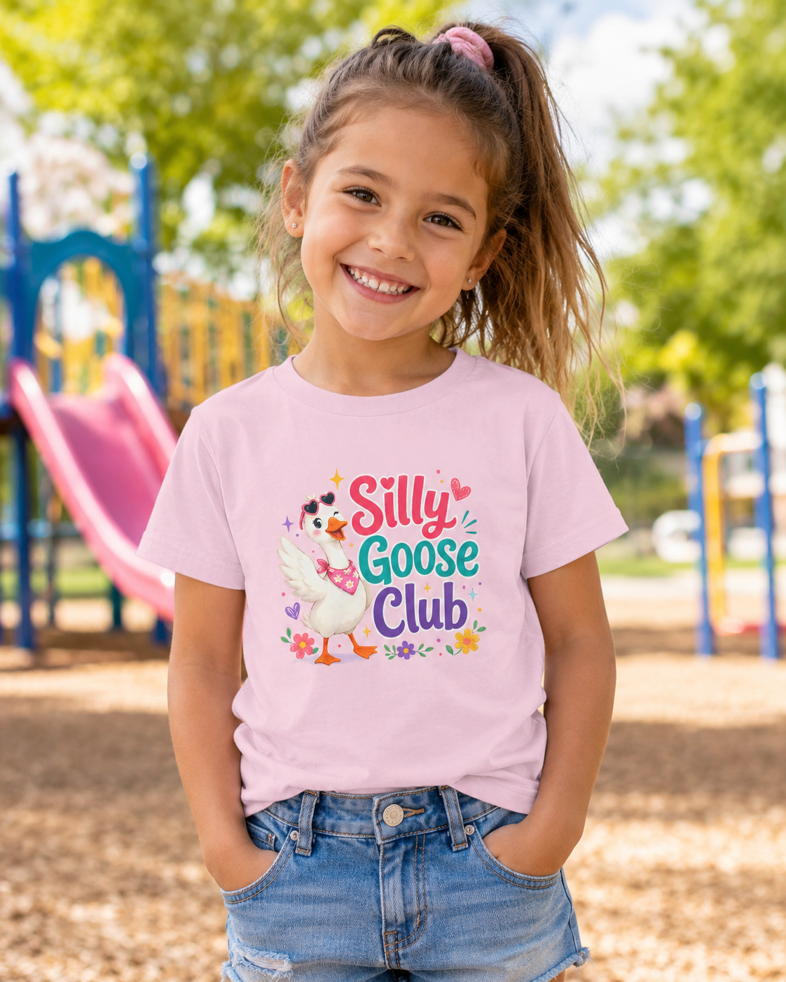 Kids T-Shirt — "Silly Goose Club" Cute Cartoon Goose Tee for Toddlers & Preschoolers