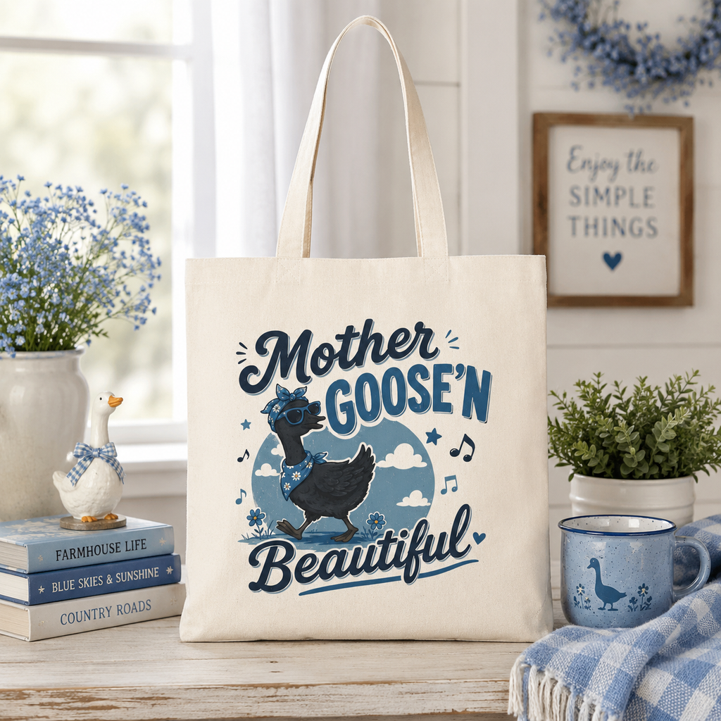 Mother Goose'n Beautiful Tote Bag — Whimsical Nursery Storybook Eco Tote