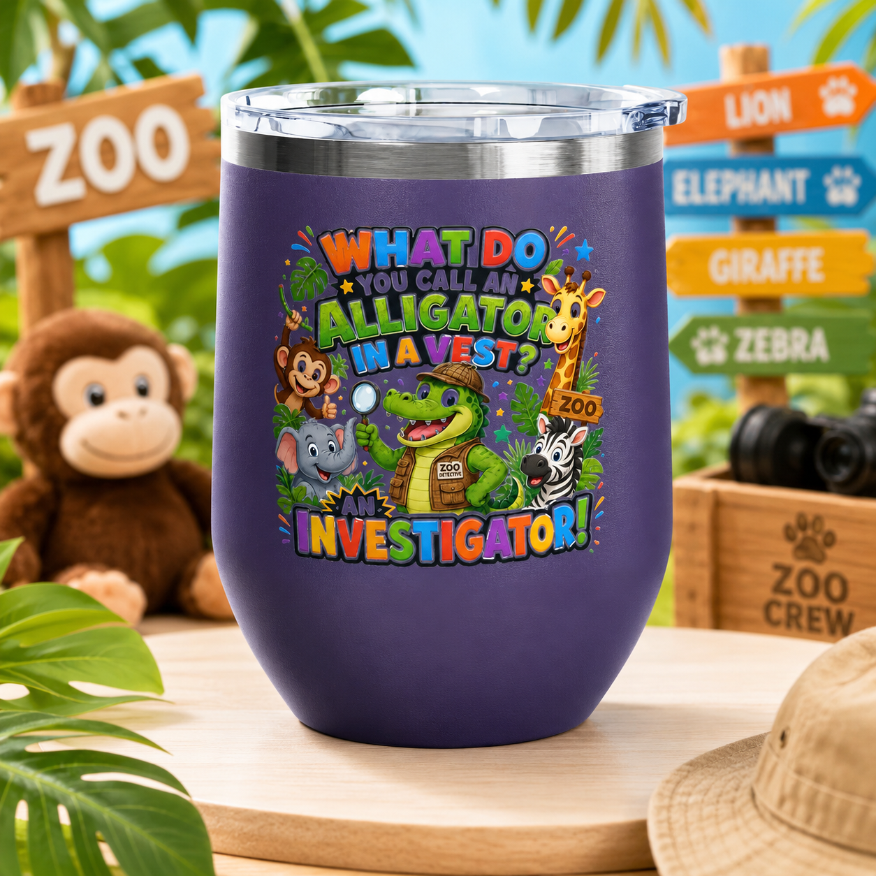 "What Do You Call an Alligator in a Vest? An Investigator!" Cute Zoo Joke Stainless Steel 12oz