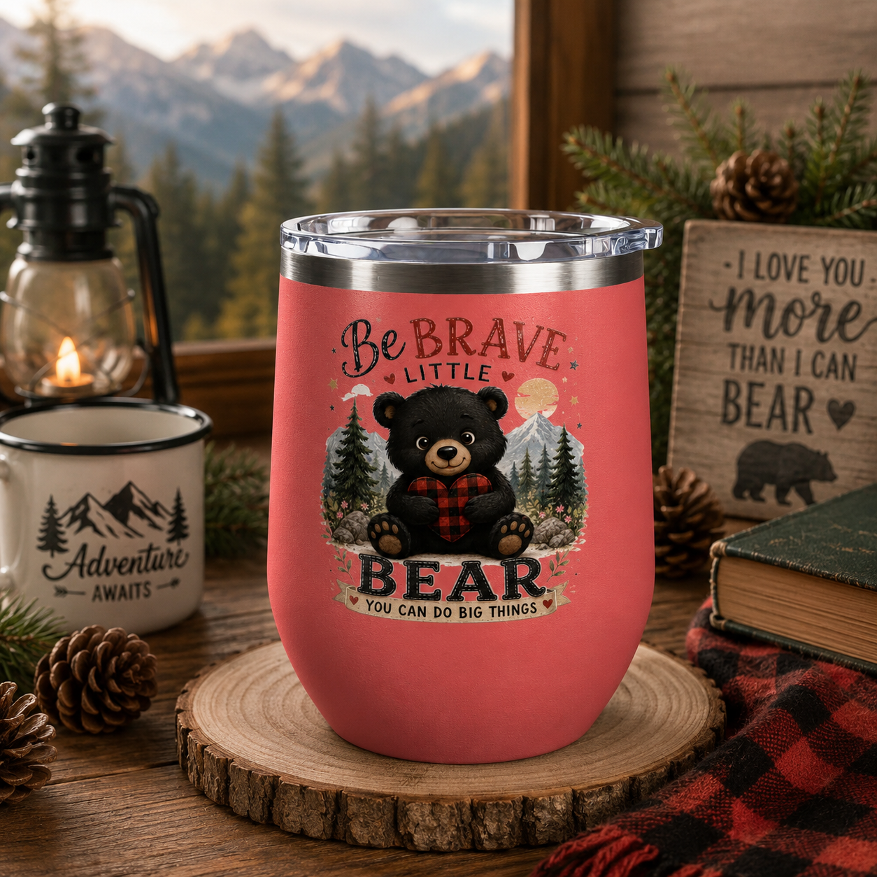 Be Brave Little Bear 12oz Tumbler — Cute Woodland Baby Shower Gift