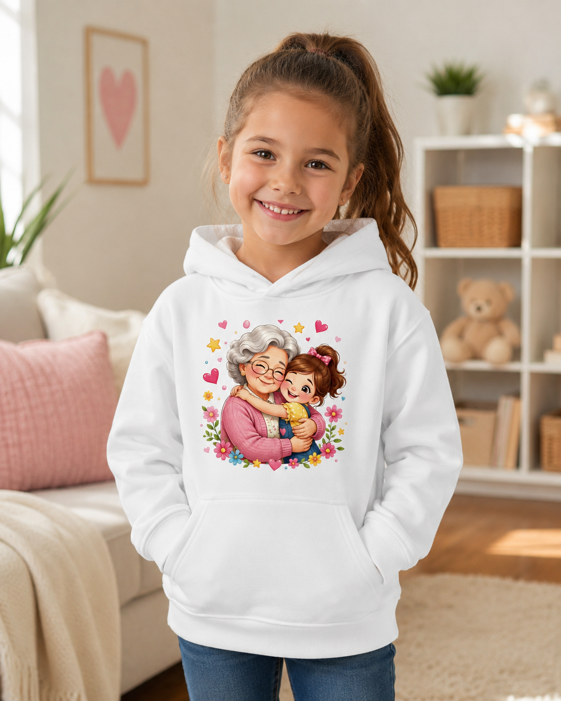 Grandma and Me Kids Hoodie — Cute Grandma Hug Graphic Pullover for Children