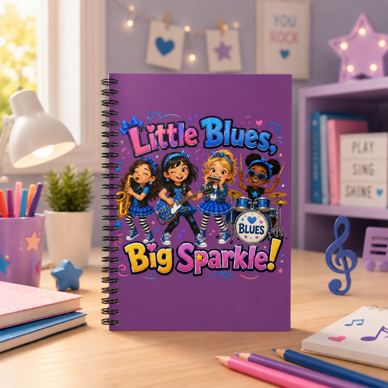 Spiral Notebook — "Little Blues, Big Sparkle!" Kids Music Journal