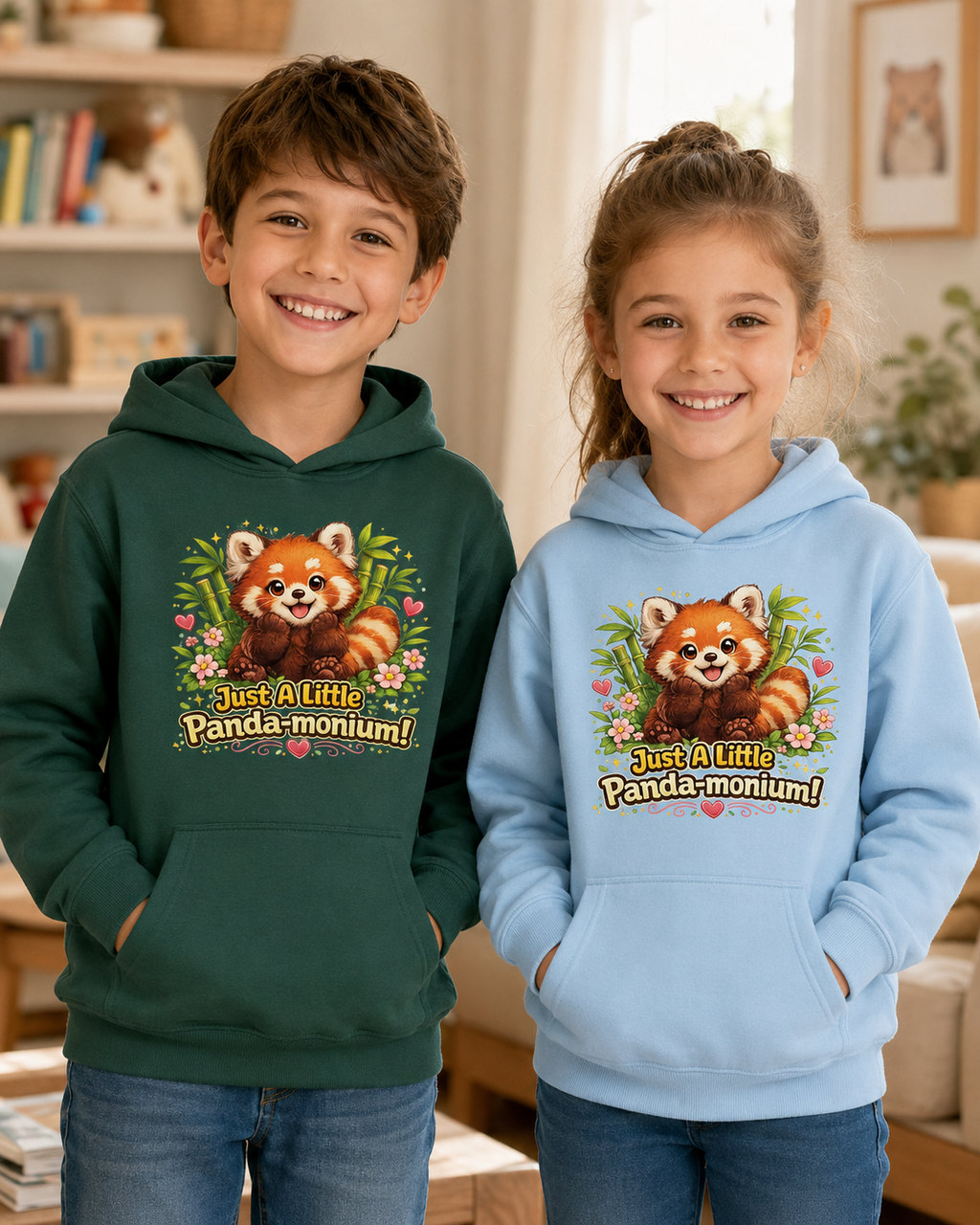 Red Panda Illustration Kids Hoodie | Just A Little Panda-monium, Cute Animal Shirt