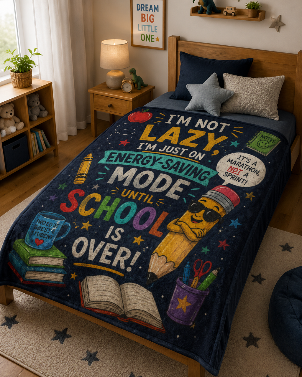 Funny School Pencil Quote Blanket | I'm Not Lazy Energy-Saving Mode