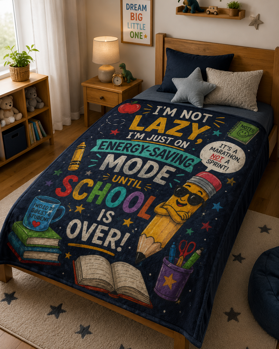 Funny School Pencil Quote Blanket | I'm Not Lazy Energy-Saving Mode