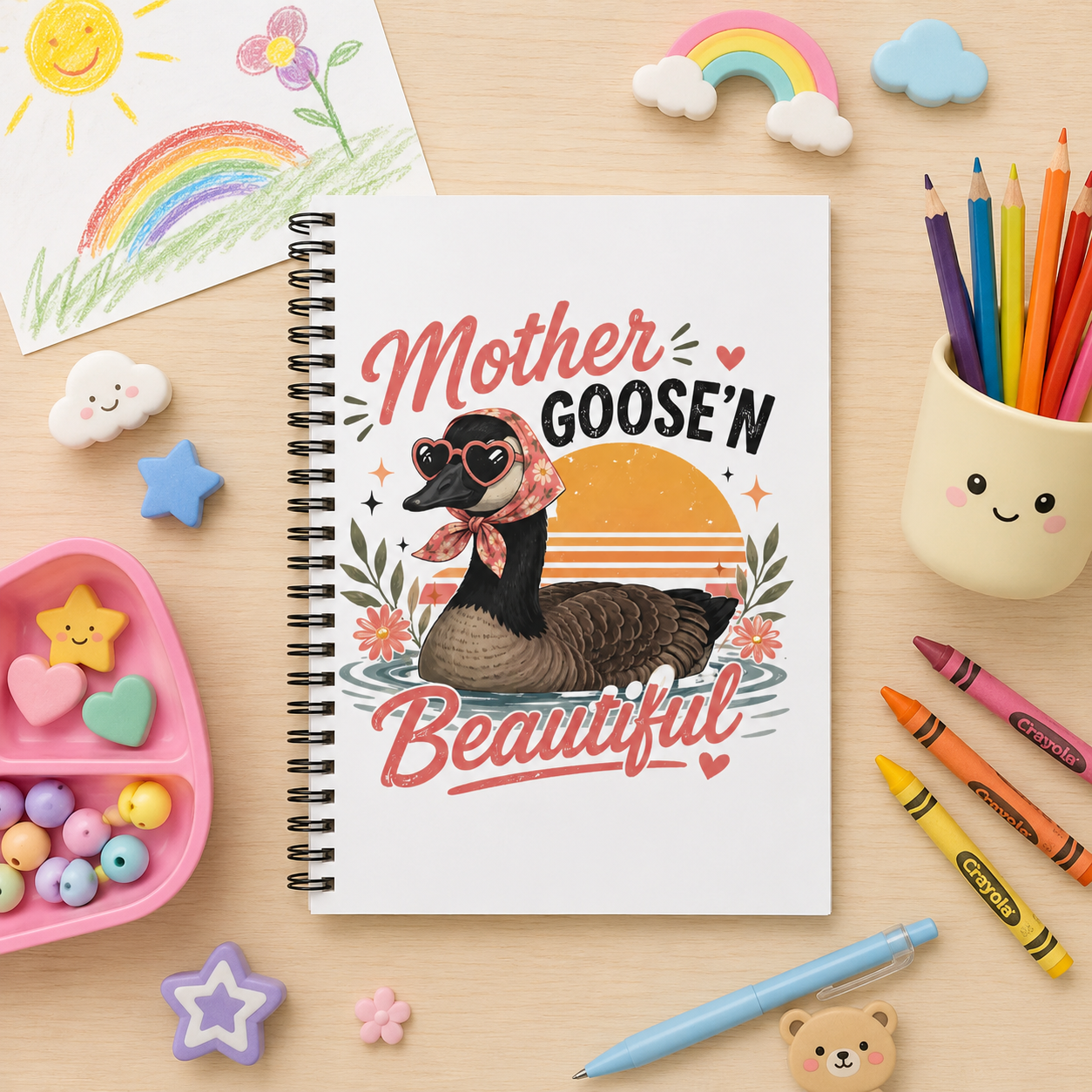 Spiral Notebook — "Mother Goose'n Beautiful" Retro Goose Journal